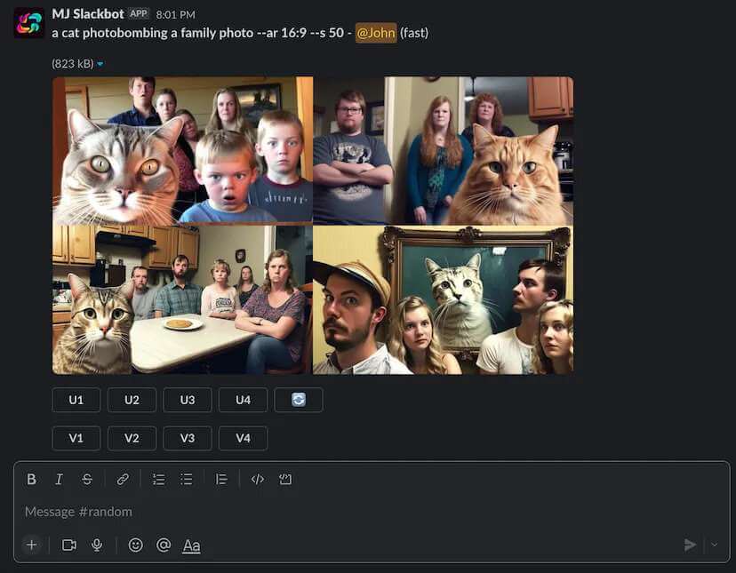 Midjourney’s generative AI capabilities shown on Slack